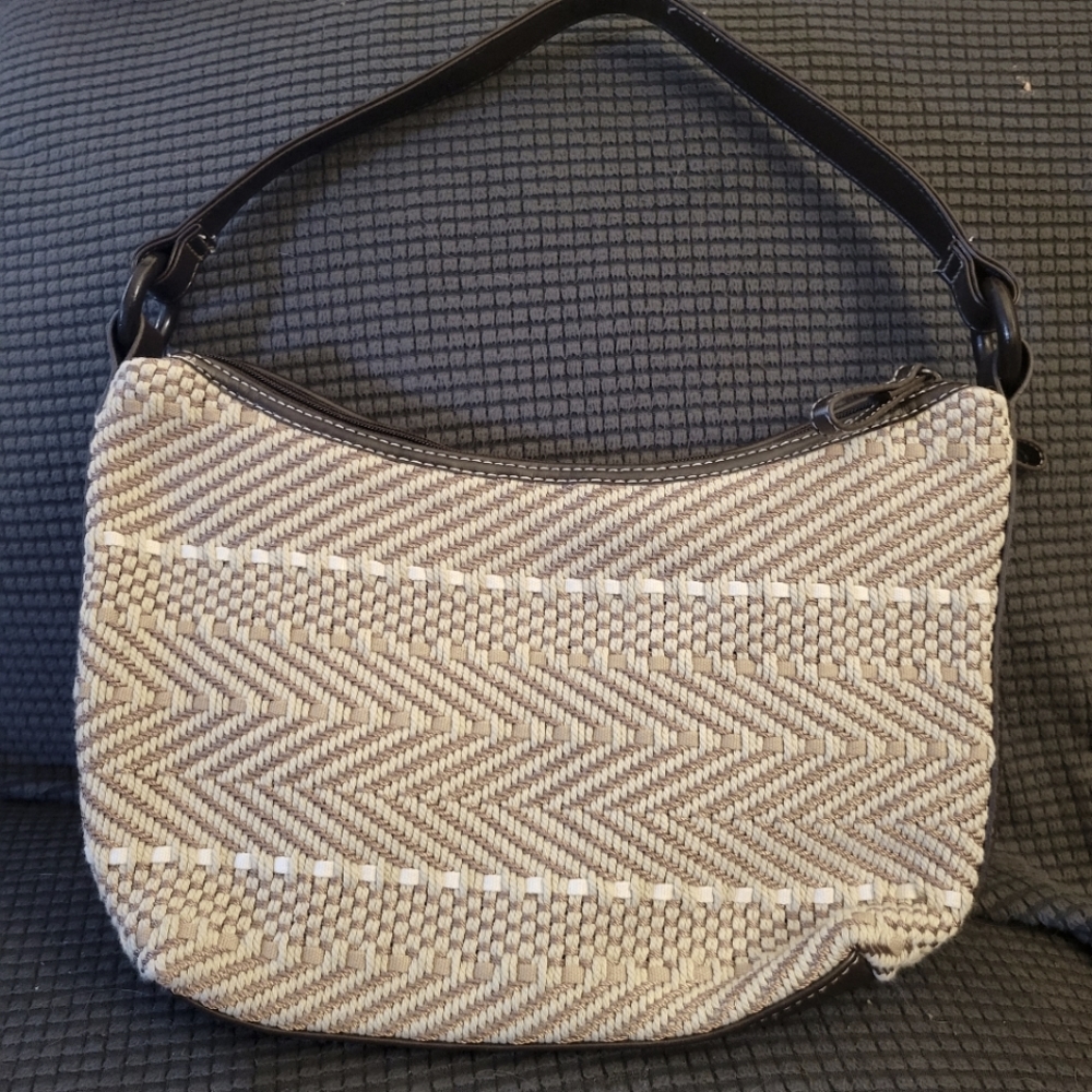 Crate & Barrel.  beautiful woven desiner woman bag.
